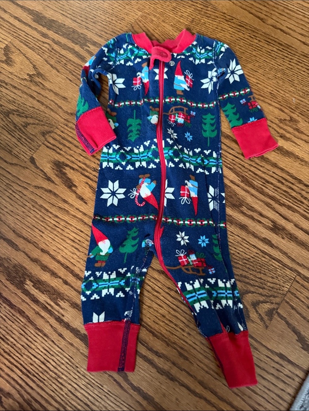 Hanna Andersson Navy One-Piece Pajamas with Red Trim
